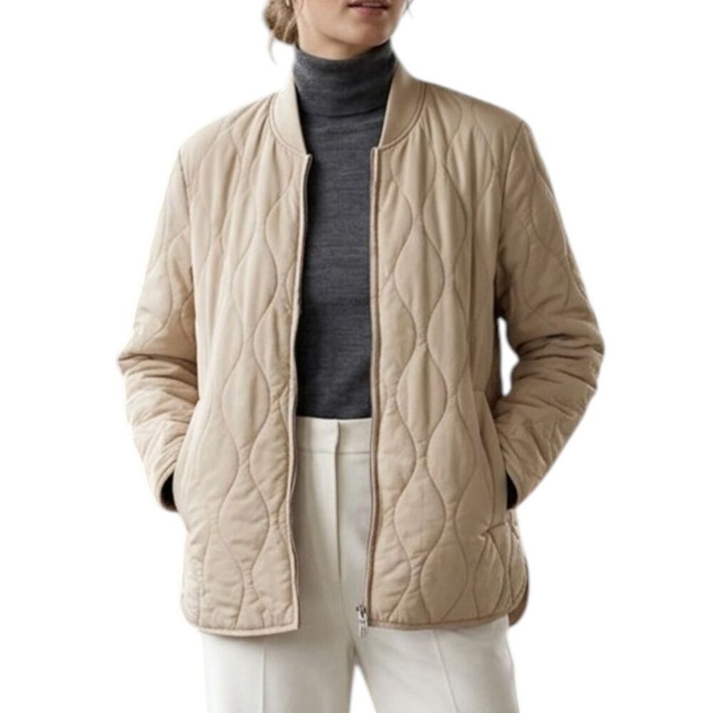 COS Women’s Beige Onion Quilted Bomber Liner Jacket Size M